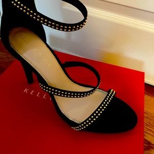 Black rhinestone liner heels worn once for a few hours! comfortable and sexy!